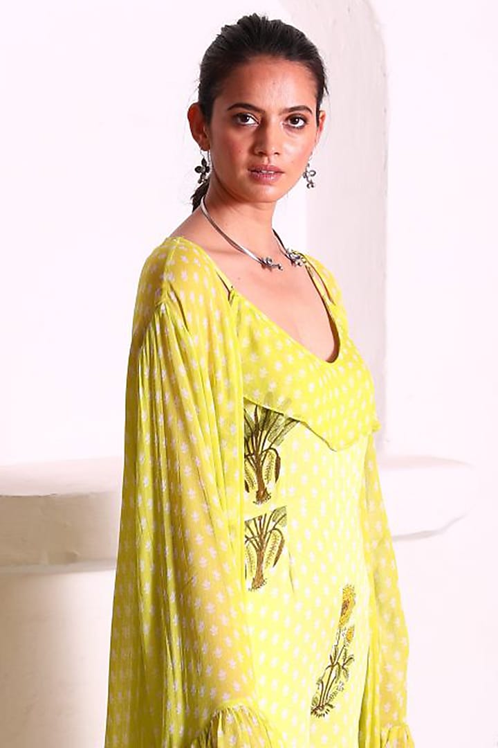 Green Modal Satin Jumpsuit With Shrug by Monk & Mei at Pernia's Pop Up Shop