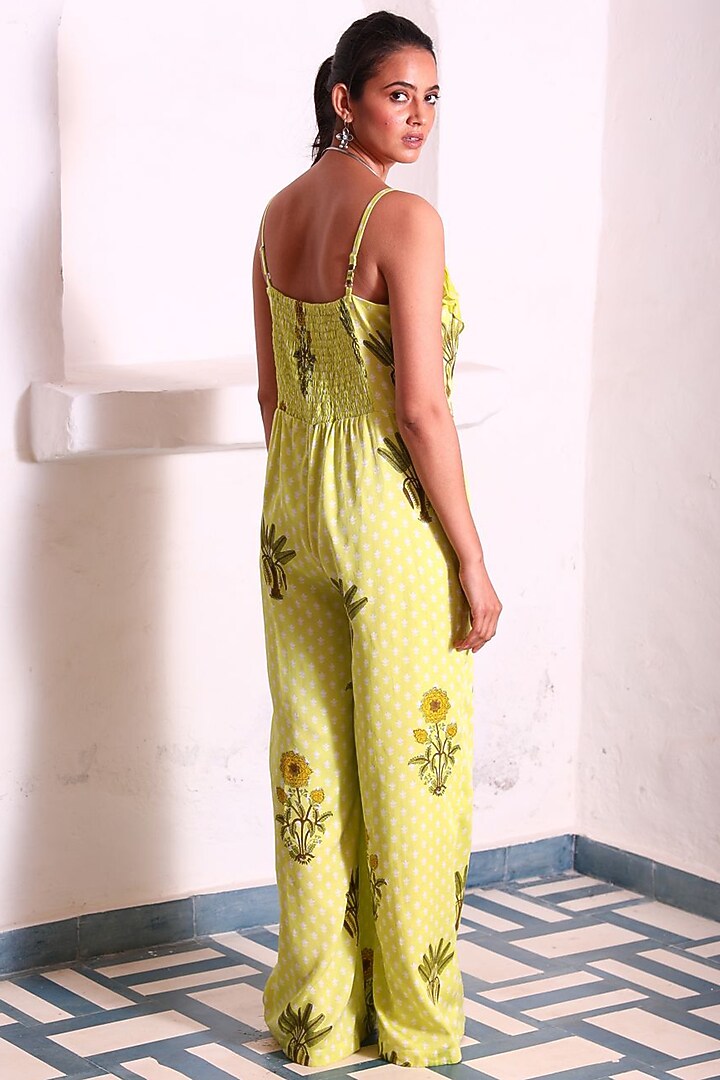 Green Modal Satin Jumpsuit by Monk & Mei at Pernia's Pop Up Shop