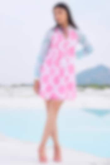 Blush Pink Lurex Georgette Mini Dress by Monk & Mei