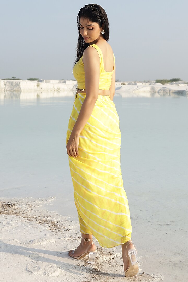 Yellow Pre-Stitched Printed Skirt by Monk & Mei at Pernia's Pop Up Shop