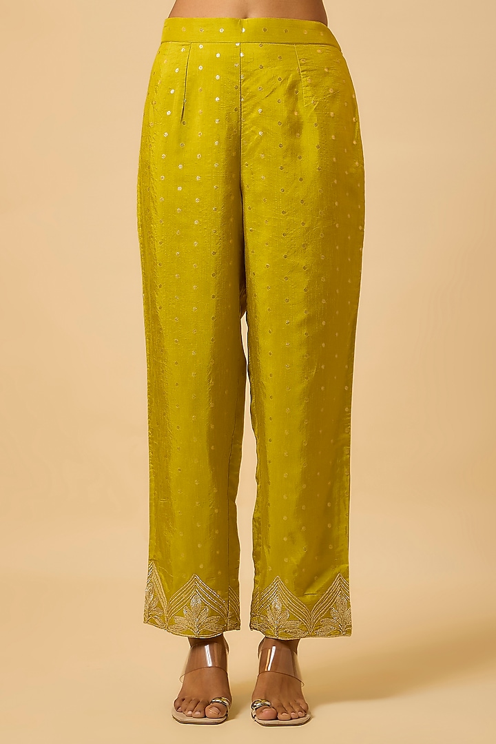 Mustard Yellow Organza Gota Embellished Cape Set by Monk & Mei at Pernia's Pop Up Shop