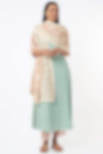 Blush Pink Embroidered Dupatta by Monk & Mei at Pernia's Pop Up Shop