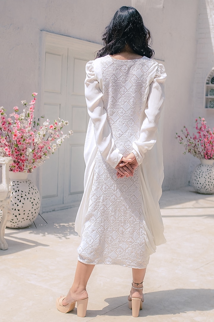 White Natural Crepe Cowl Summer Dress by Monk & Mei at Pernia's Pop Up Shop