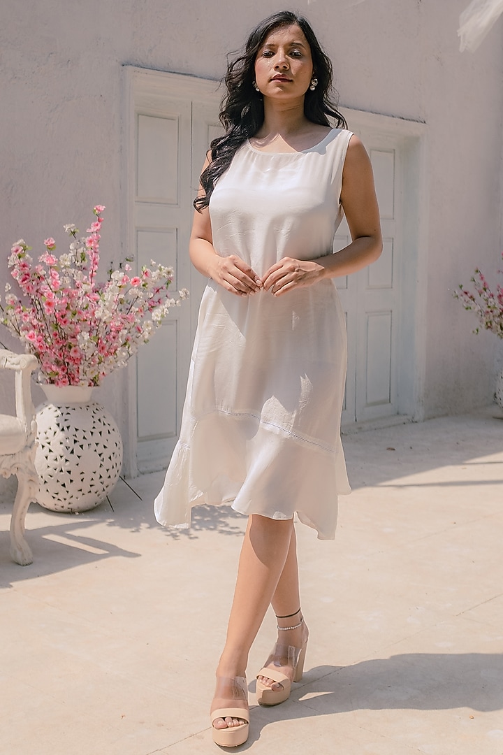 White Georgette Jacket Summer Dress by Monk & Mei at Pernia's Pop Up Shop