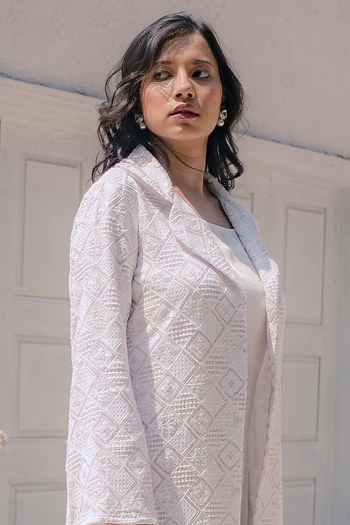 White Georgette Jacket Summer Dress by Monk & Mei at Pernia's Pop Up Shop