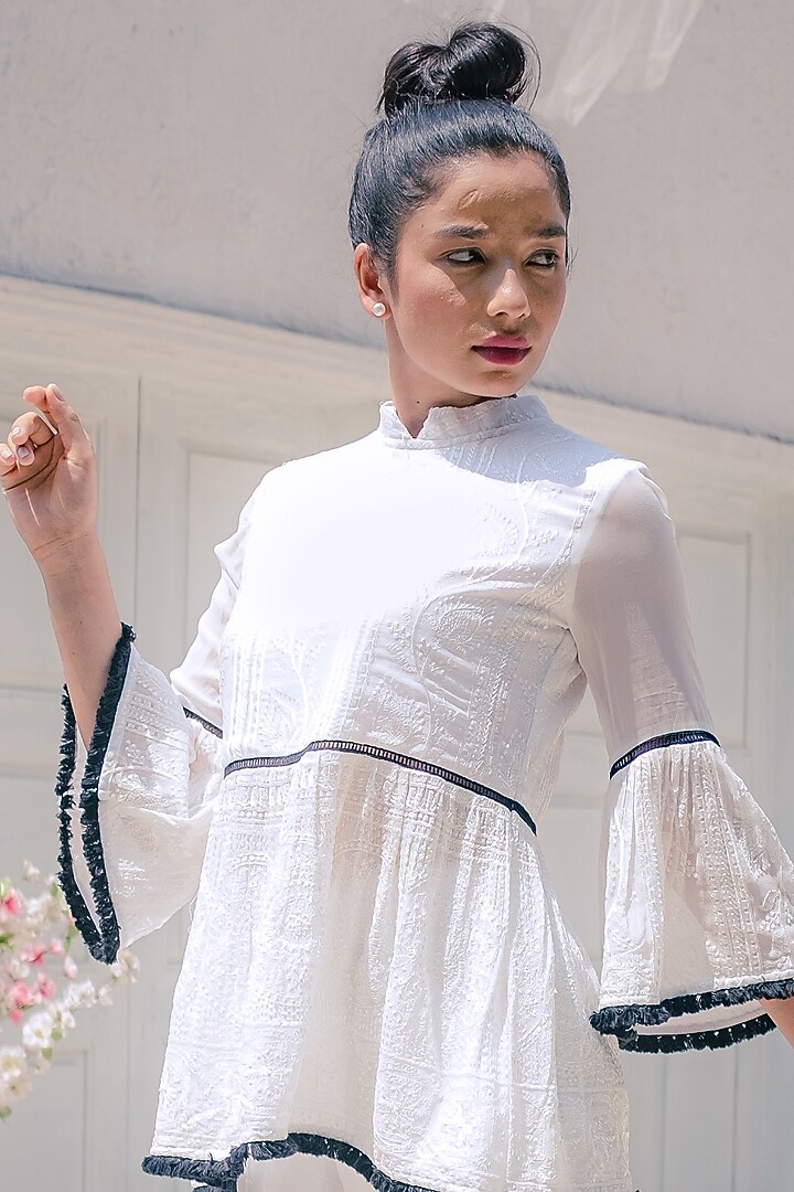 White Georgette Pant Set by Monk & Mei at Pernia's Pop Up Shop