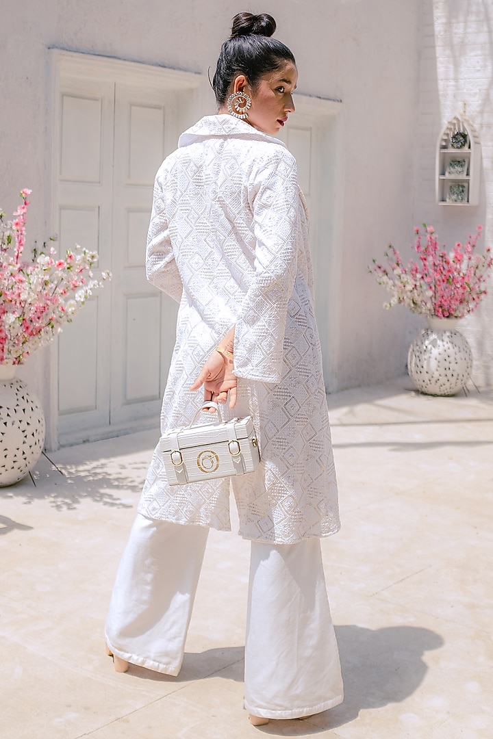 White Georgette Jacket Set by Monk & Mei at Pernia's Pop Up Shop