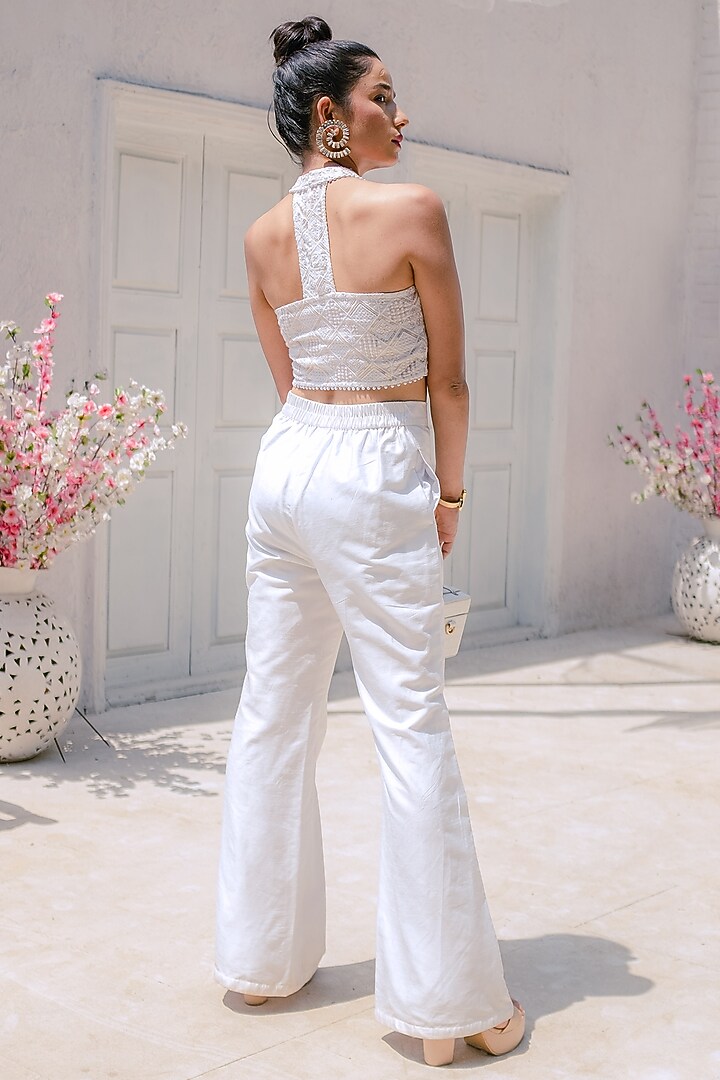 White Georgette Jacket Set by Monk & Mei at Pernia's Pop Up Shop