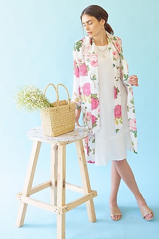 Ivory Linen Dress With Jacket by Monk & Mei