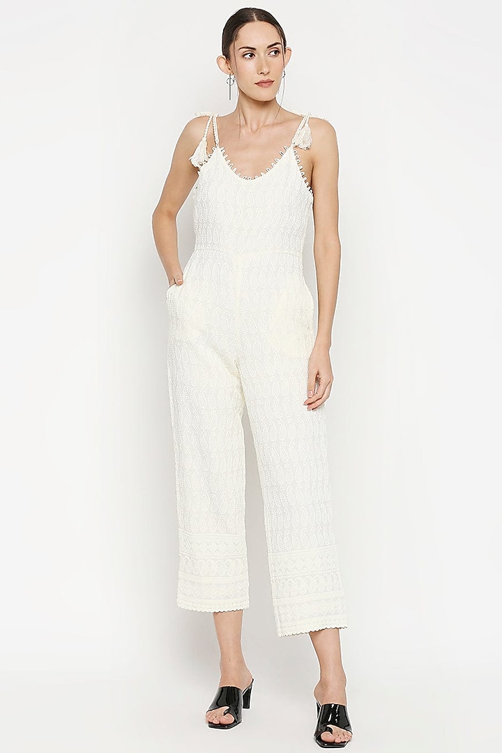 Off-White Rayon Jumpsuit by Monk & Mei