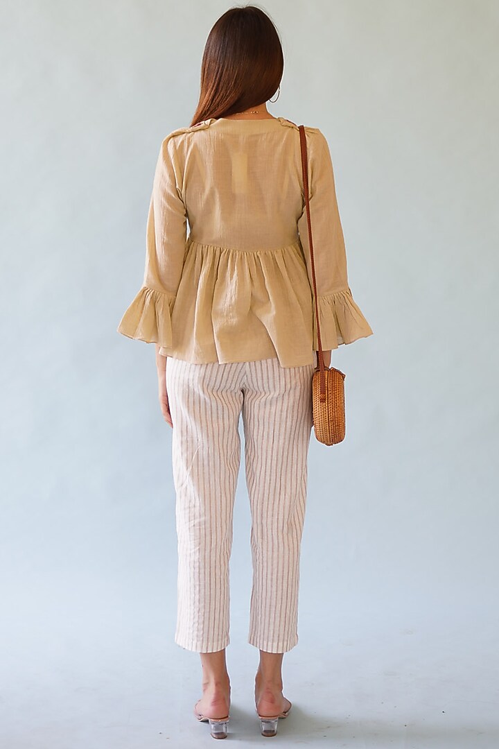 Beige Embroidered Top by Monk & Mei at Pernia's Pop Up Shop