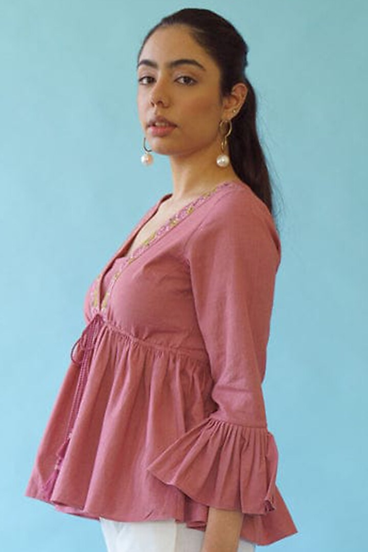 Rose Pink Embroidered Top by Monk & Mei at Pernia's Pop Up Shop
