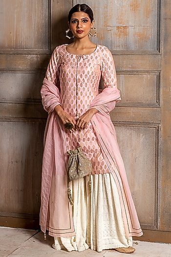 White Embellished Sharara Set by Monk & Mei at Pernia's Pop Up Shop