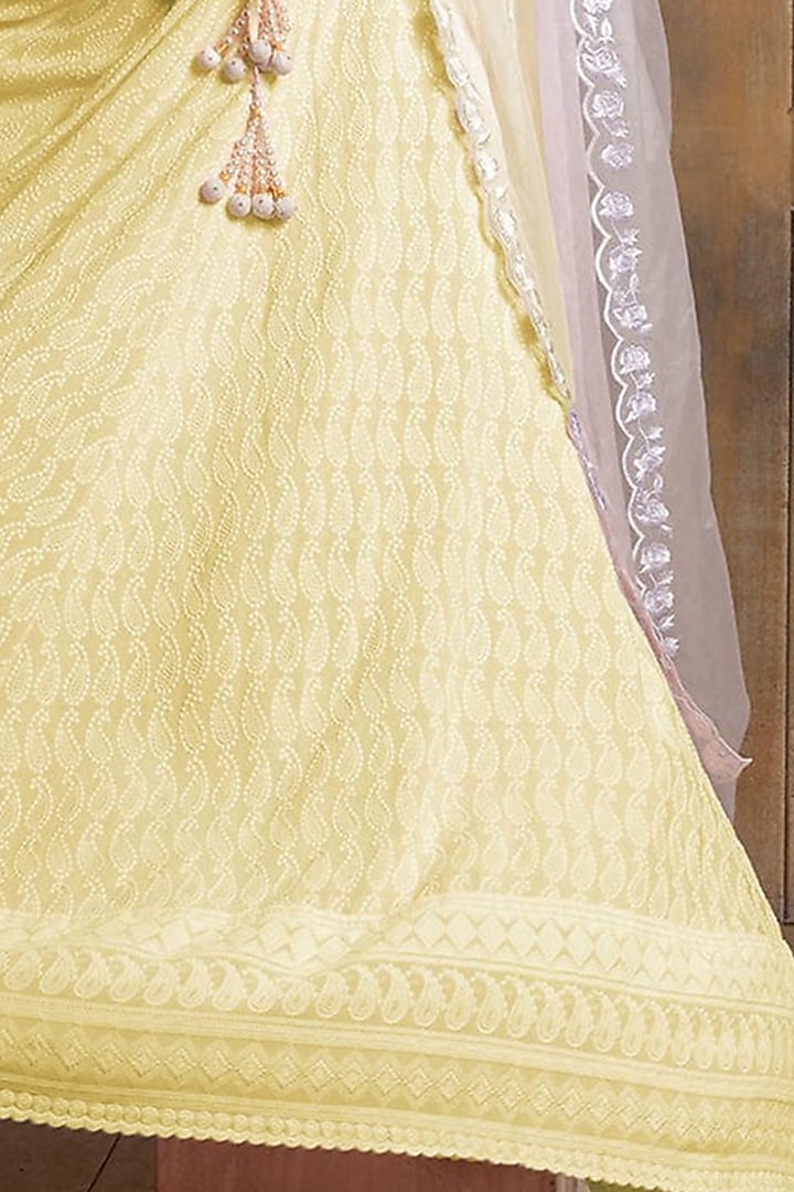 Sunshine Yellow Embroidered Lehenga Set by Monk & Mei at Pernia's Pop Up Shop