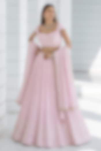 Pink Ombre Chikankari Embroidered Wedding Lehenga Set by Monk & Mei at Pernia's Pop Up Shop