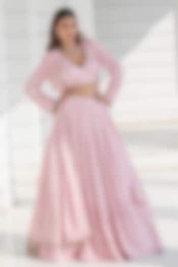Pink Ombre Chikankari Embroidered Wedding Lehenga Set by Monk & Mei at Pernia's Pop Up Shop