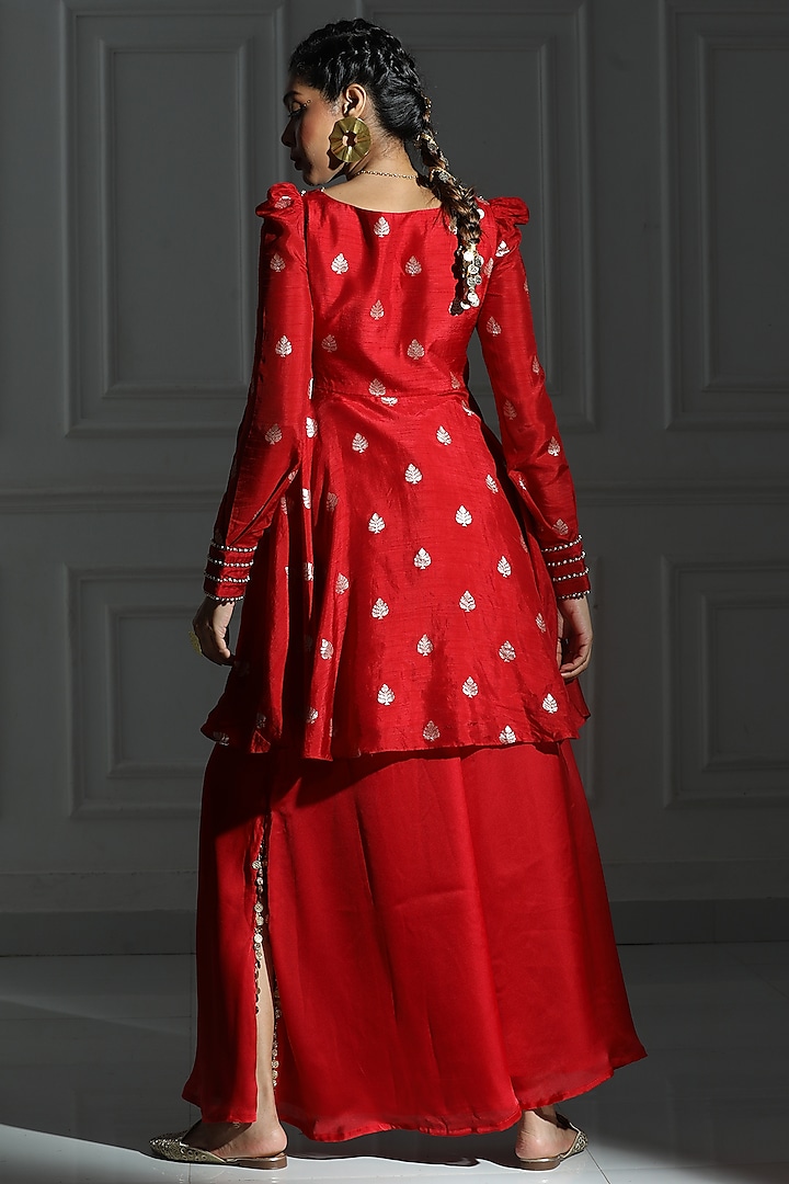Rose Red Silk Skirt Set by Monk & Mei at Pernia's Pop Up Shop