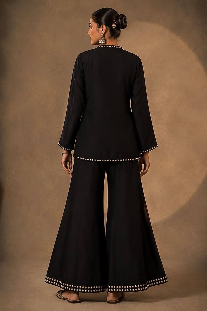 Black Georgette Palazzo Set by Monk & Mei at Pernia's Pop Up Shop