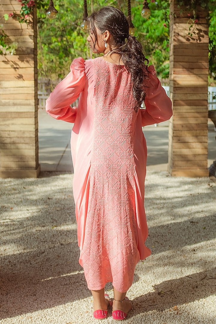 Peach Natural Crepe Cowl Summer Dress by Monk & Mei at Pernia's Pop Up Shop