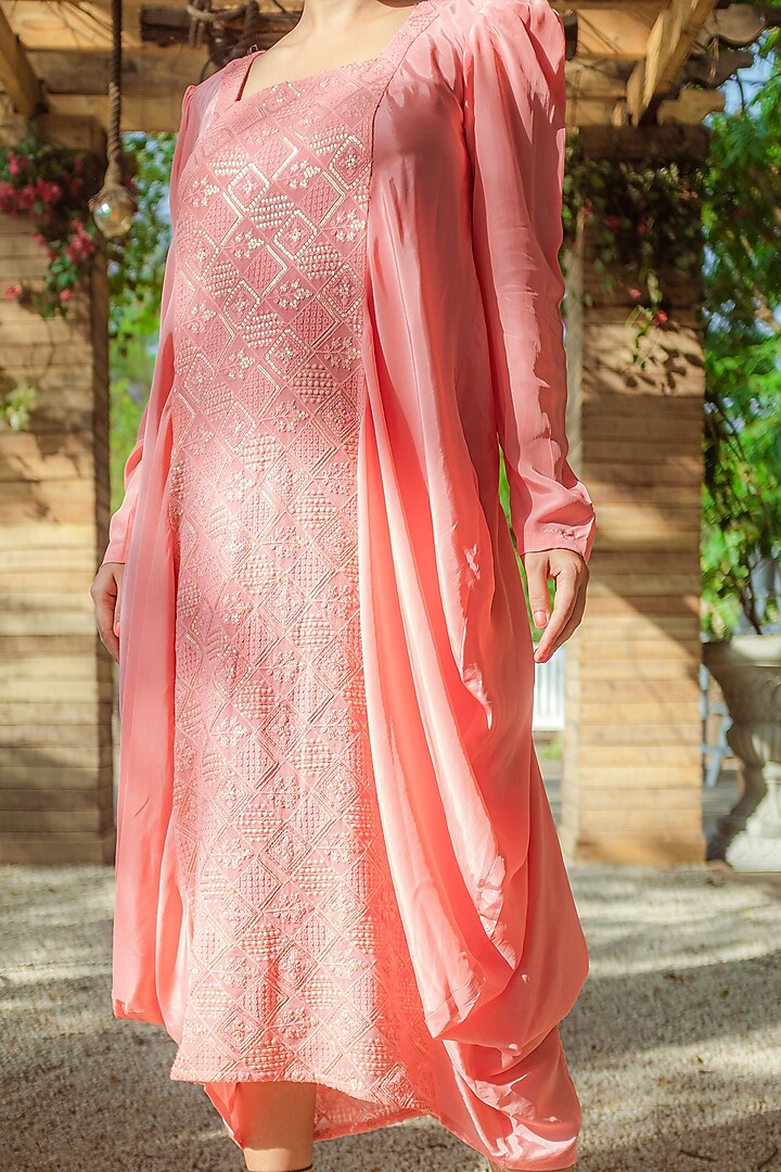 Peach Natural Crepe Cowl Summer Dress by Monk & Mei at Pernia's Pop Up Shop