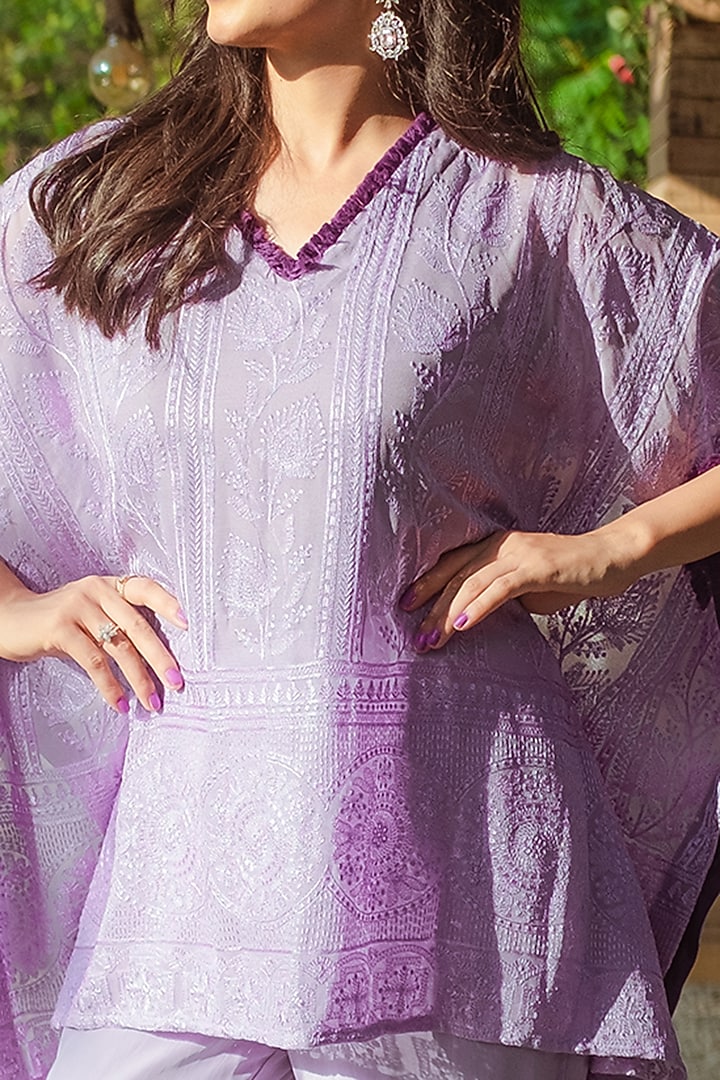 Purple Embroidered Kaftan by Monk & Mei at Pernia's Pop Up Shop