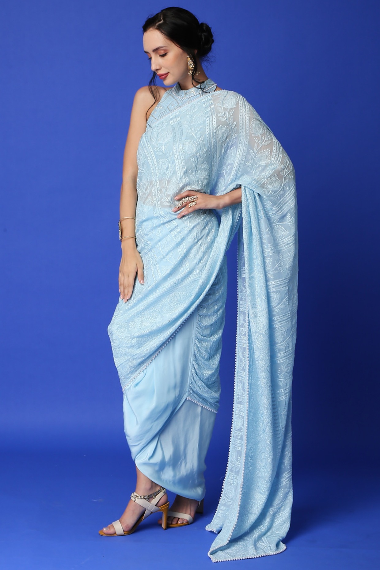 Aashita Creations Women's Cotton Half Sleeves Chikankari Saree Blouse-Size  34 Inch_1133 White at Amazon Women's Clothing store