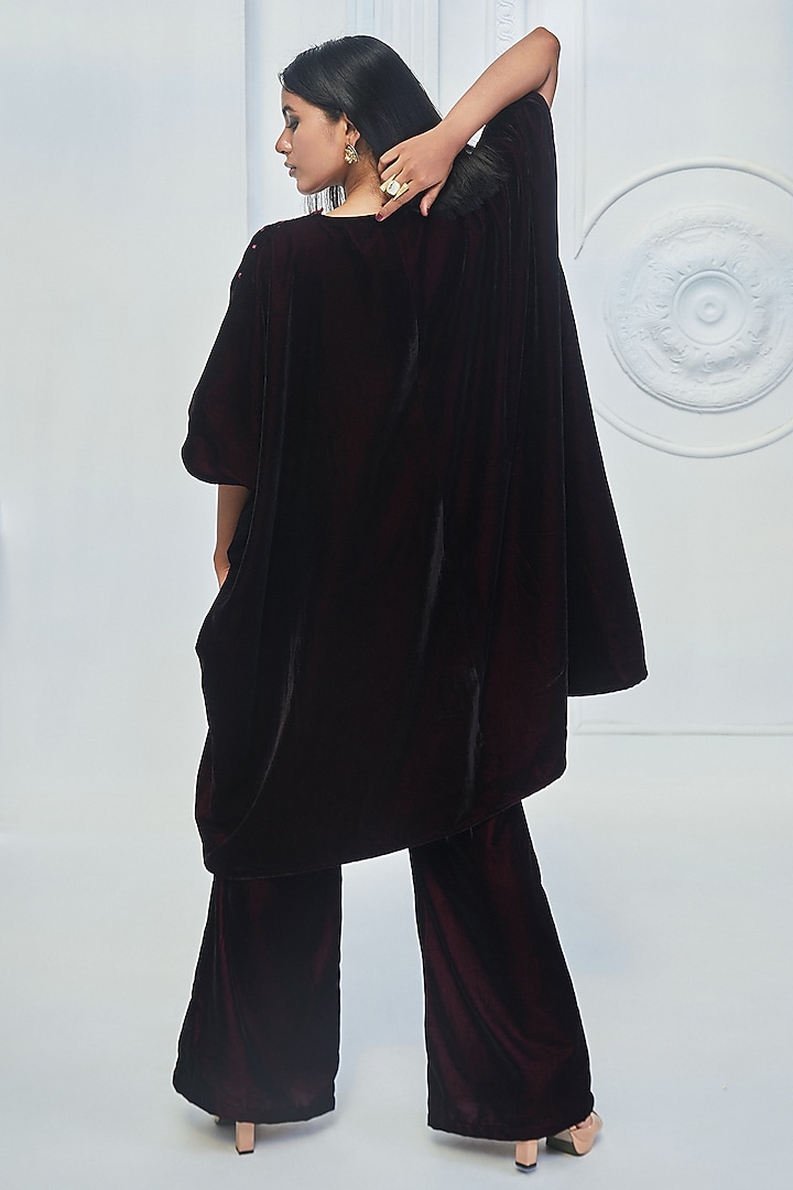 Wine Velvet Kaftan Set by Monk & Mei at Pernia's Pop Up Shop