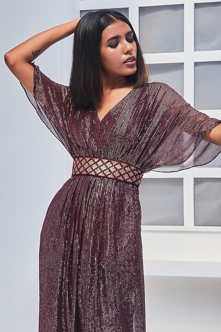 Wine Georgette Jumpsuit by Monk & Mei at Pernia's Pop Up Shop