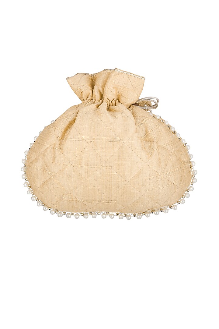 Ochre Gold Hand Embroidered Berkshire Potli by MKNY at Pernia's Pop Up Shop