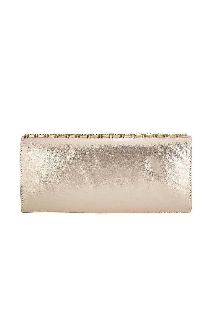 Gold Hand Embroidered & Sewed Soho Clutch by MKNY at Pernia's Pop Up Shop