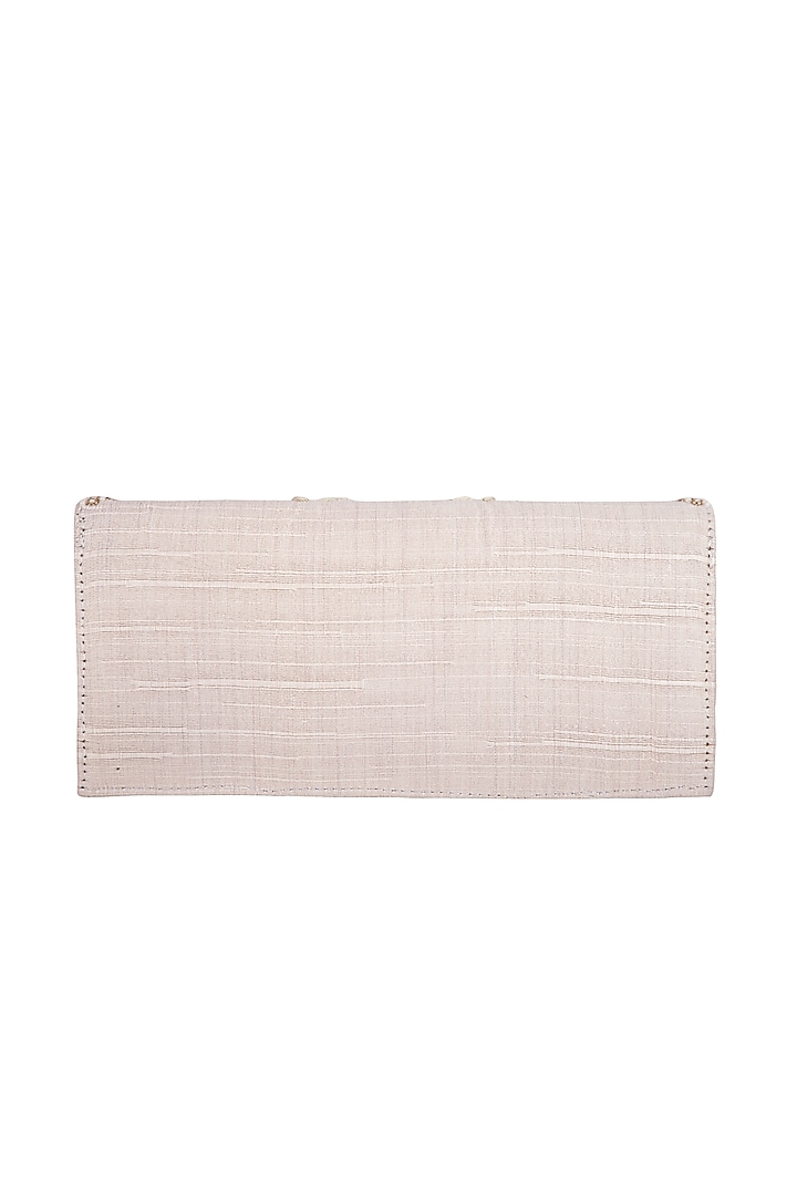 Off White Hand Embroidered & Sewed Liverpool Clutch by MKNY at Pernia's Pop Up Shop