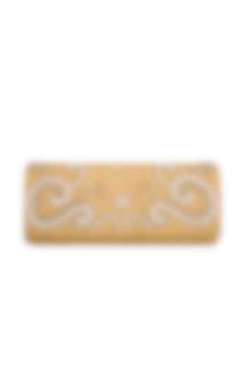 Ochre Gold Embroidered Handcrafted Clutch by MKNY