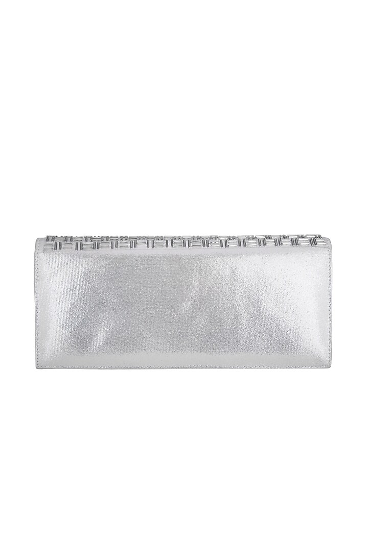 Silver Hand Embroidered & Sewed Soho Clutch by MKNY at Pernia's Pop Up Shop