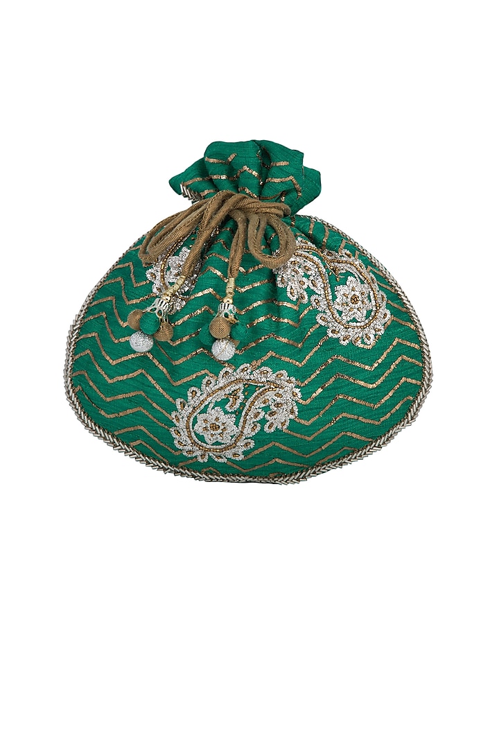 Green Embroidered Potli Bag by MKNY