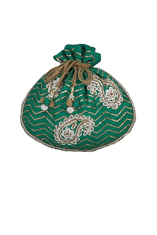 Green Embroidered Potli Bag by MKNY