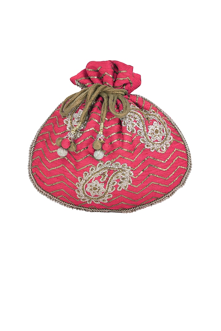 Pink Embroidered Potli Bag by MKNY