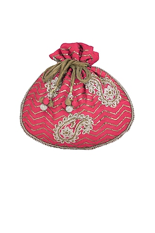 Pink Embroidered Potli Bag by MKNY