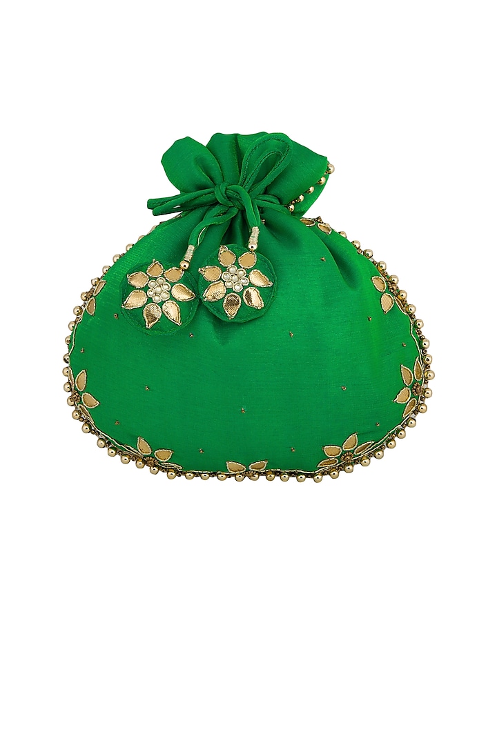 Emerald Green Embroidered Potli Bag by MKNY