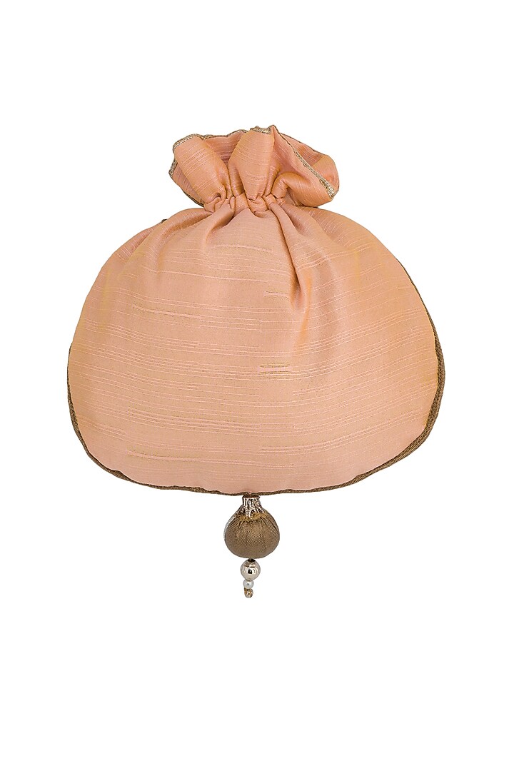 Peach Embroidered Potli Bag by MKNY at Pernia's Pop Up Shop