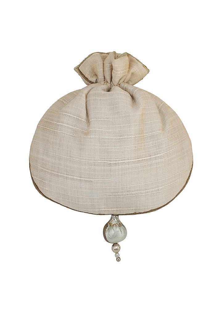 Off White Embroidered Potli Bag by MKNY at Pernia's Pop Up Shop