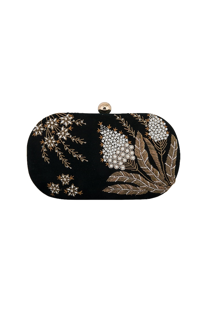 Dark Green Embroidered Clutch by MKNY