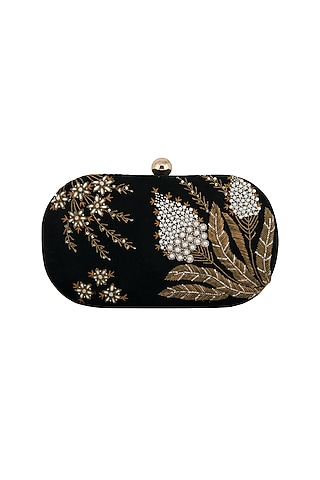 Dark Green Embroidered Clutch by MKNY
