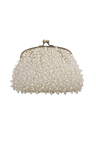 Off White Pearl Embroidered Potli by MKNY