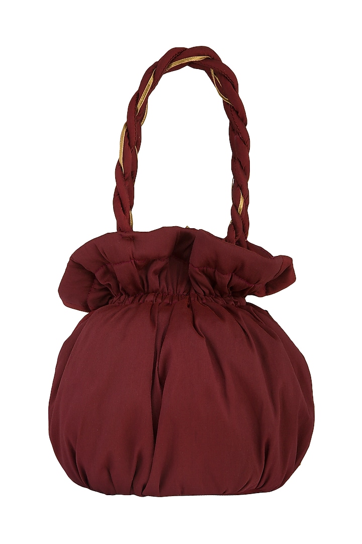 Maroon Hand Embroidered Potli Bag by MKNY at Pernia's Pop Up Shop