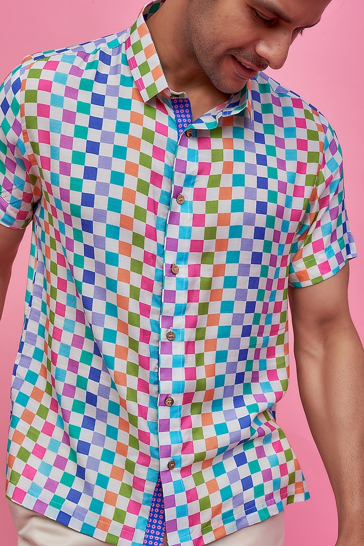 Multi-Colored Regenerated Cotton Digital Printed Summer Shirt by MOOHDY at Pernia's Pop Up Shop