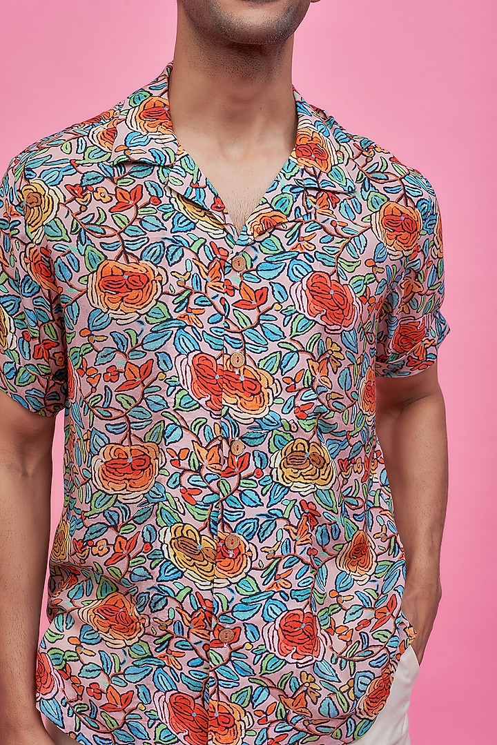 Multi-Colored Regenerated Cotton Digital Printed Summer Shirt by MOOHDY at Pernia's Pop Up Shop
