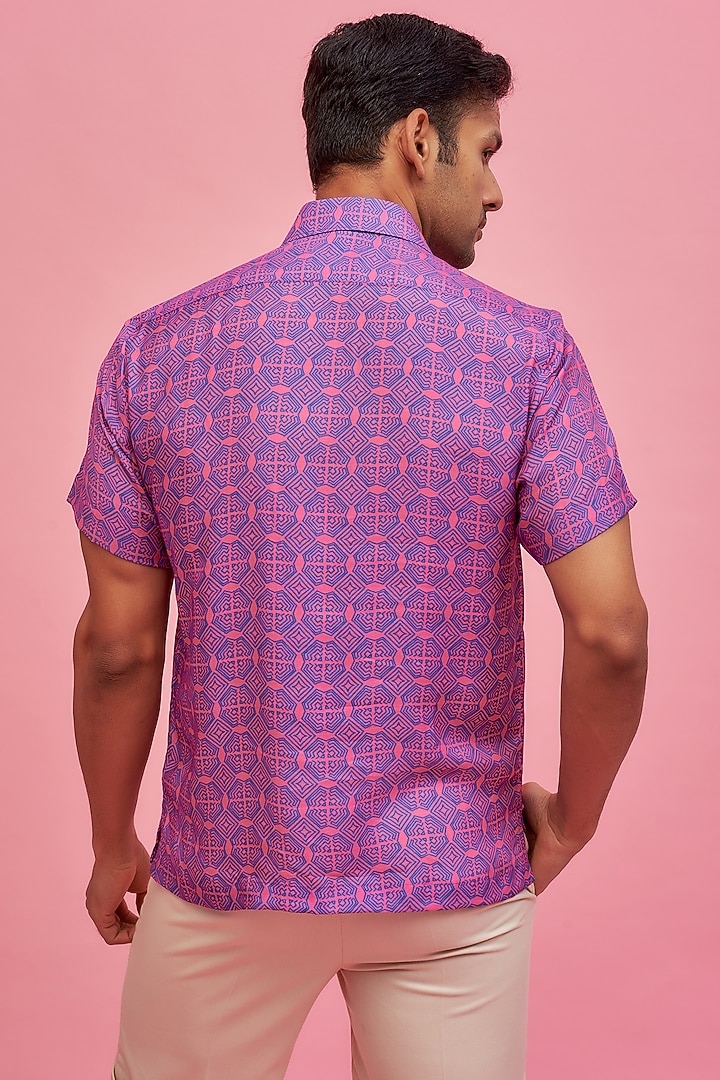 Purple Regenerated Cotton Digital Printed Summer Shirt by MOOHDY at Pernia's Pop Up Shop