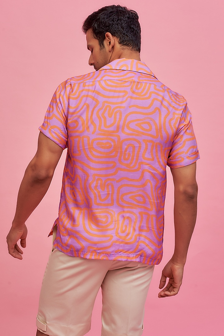 Purple Regenerated Cotton Digital Printed Summer Shirt by MOOHDY at Pernia's Pop Up Shop