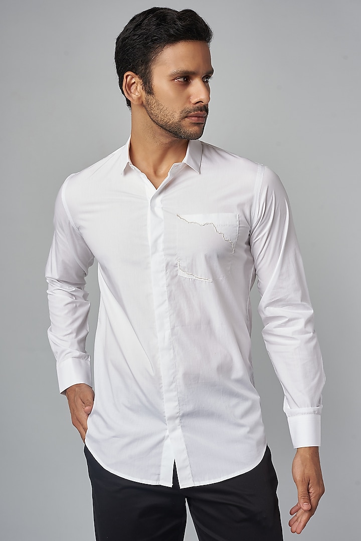 White Cotton & Silk Shirt by 28 Moons