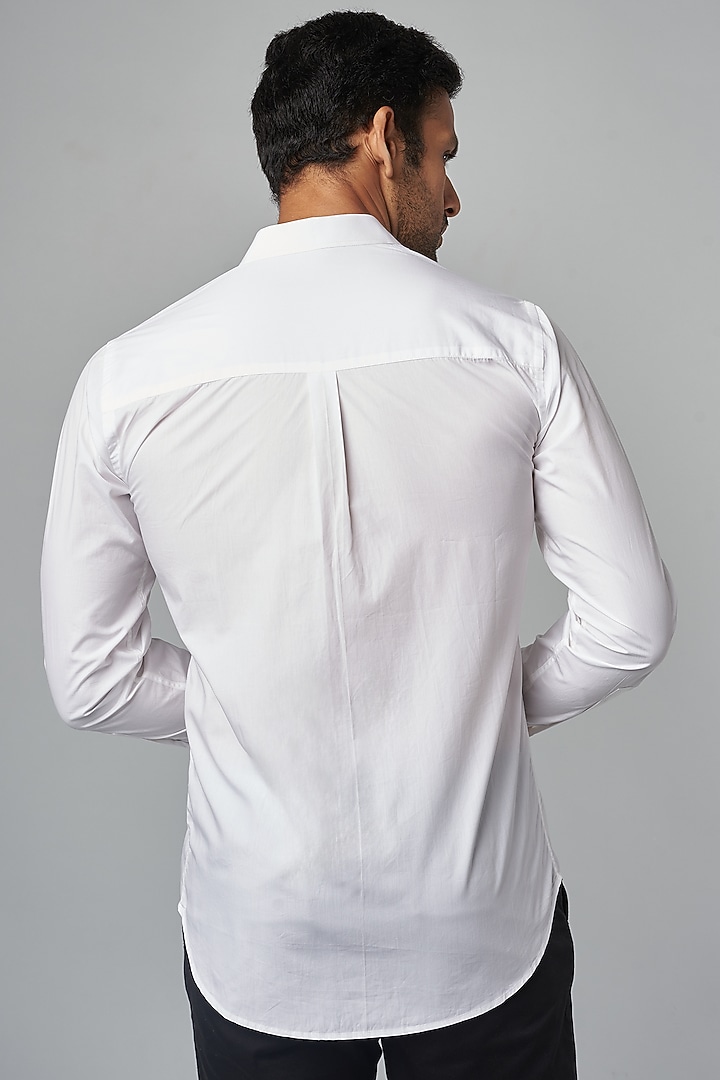 White Cotton & Silk Party Wear Shirt by 28 Moons at Pernia's Pop Up Shop